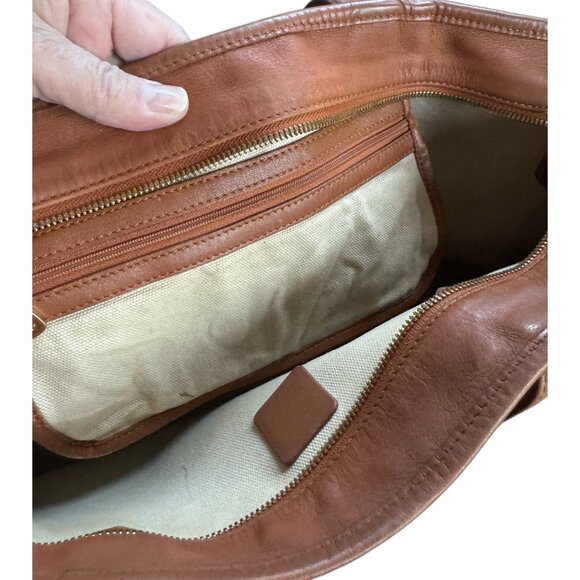 Authentic MCM Blue Stripe Tote Cognac Monogram - Picture 11 of 15